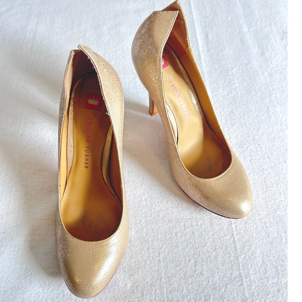 Eliane Turner Gold Glittery Special Event Heels SZ 6.5